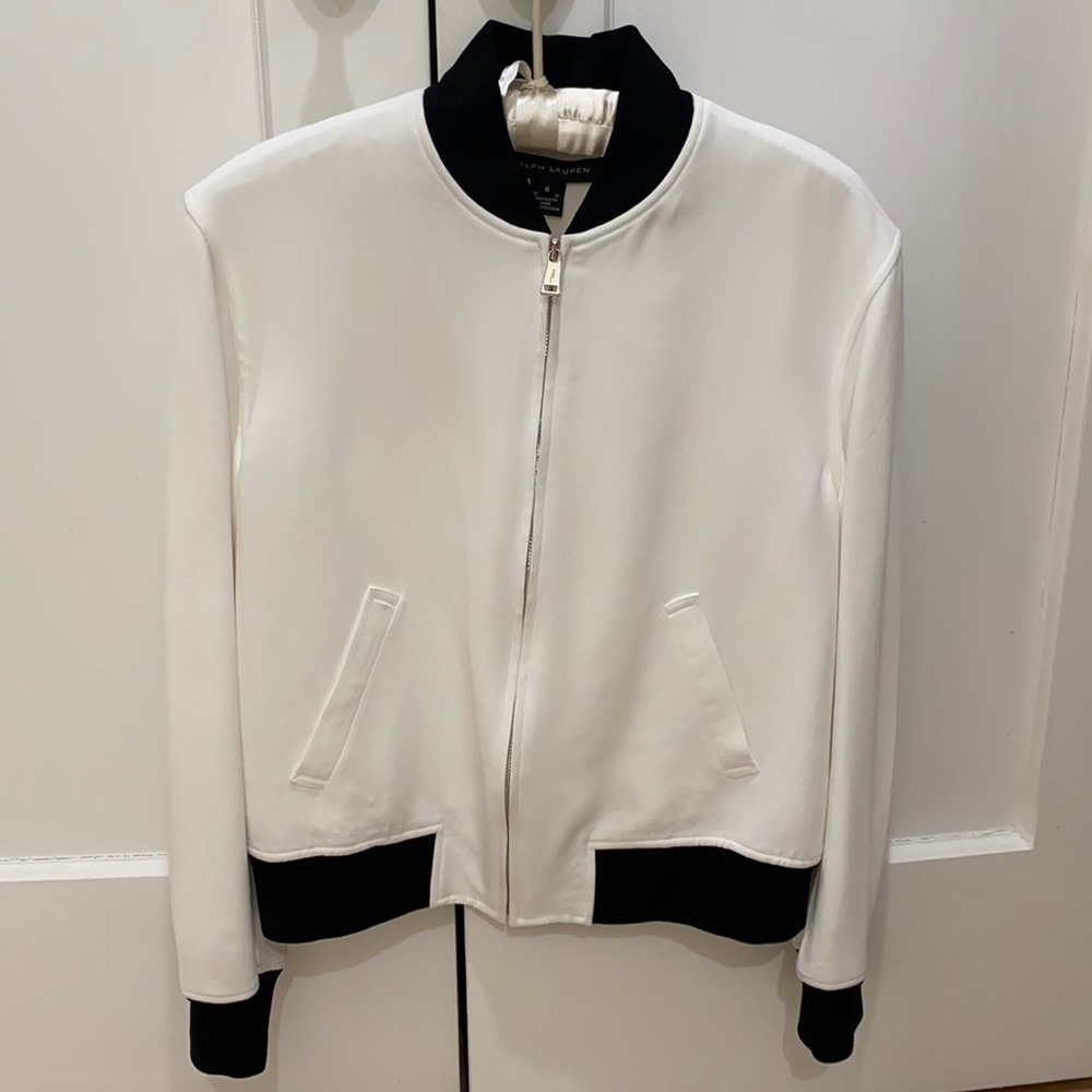 Ralph Lauren White/Black Bomber Jacket - perfect spring layer!
